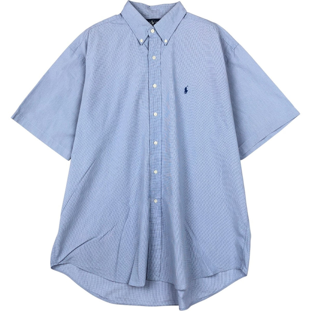 Ralph Lauren BLAKE short sleeve button down check shirt men's XL size cotton blue type Vintage Second Hand