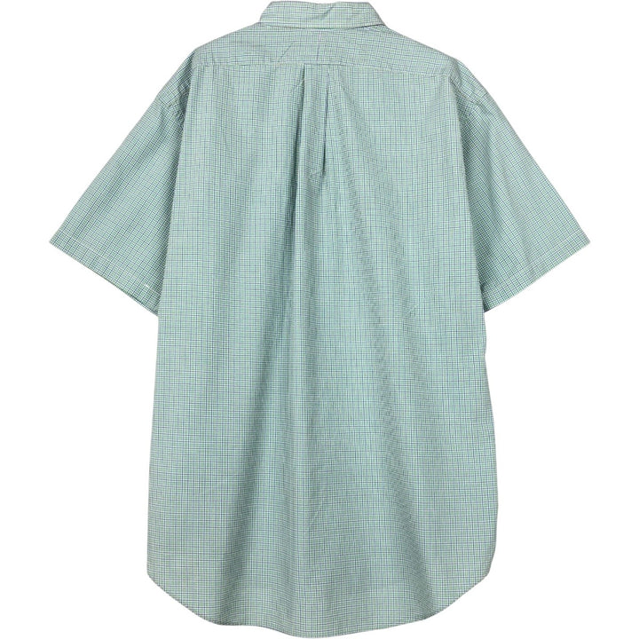 Ralph Lauren Classic Fit short sleeve button down check shirt, men's size XL cotton green type yellow green Vintage Second Hand