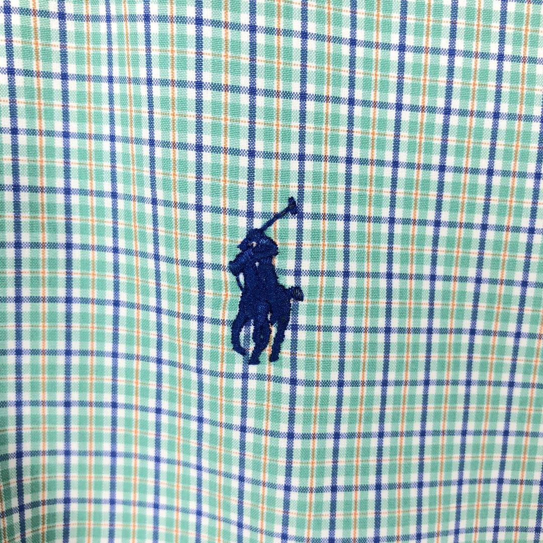 Ralph Lauren Classic Fit short sleeve button down check shirt, men's size XL cotton green type yellow green Vintage Second Hand