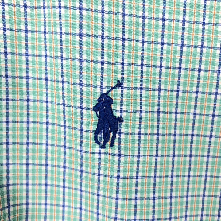 Ralph Lauren Classic Fit short sleeve button down check shirt, men's size XL cotton green type yellow green Vintage Second Hand