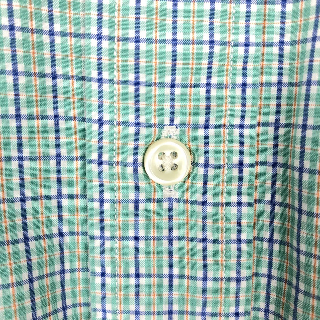 Ralph Lauren Classic Fit short sleeve button down check shirt, men's size XL cotton green type yellow green Vintage Second Hand