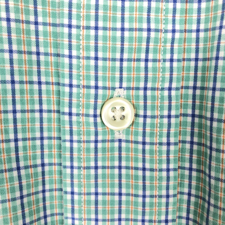 Ralph Lauren Classic Fit short sleeve button down check shirt, men's size XL cotton green type yellow green Vintage Second Hand