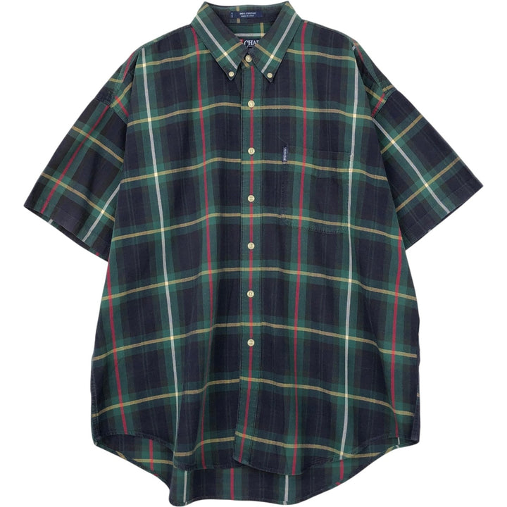 Ralph Lauren CHAPS short sleeve button down check shirt men's XL size cotton green type Vintage Second Hand