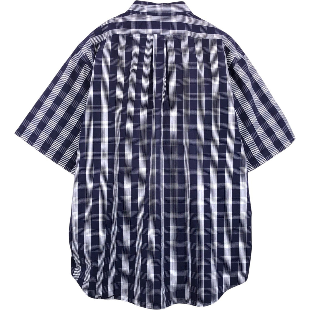 Ralph Lauren BLAKE short sleeve button down check shirt men's XL size cotton navy blue type Vintage Second Hand
