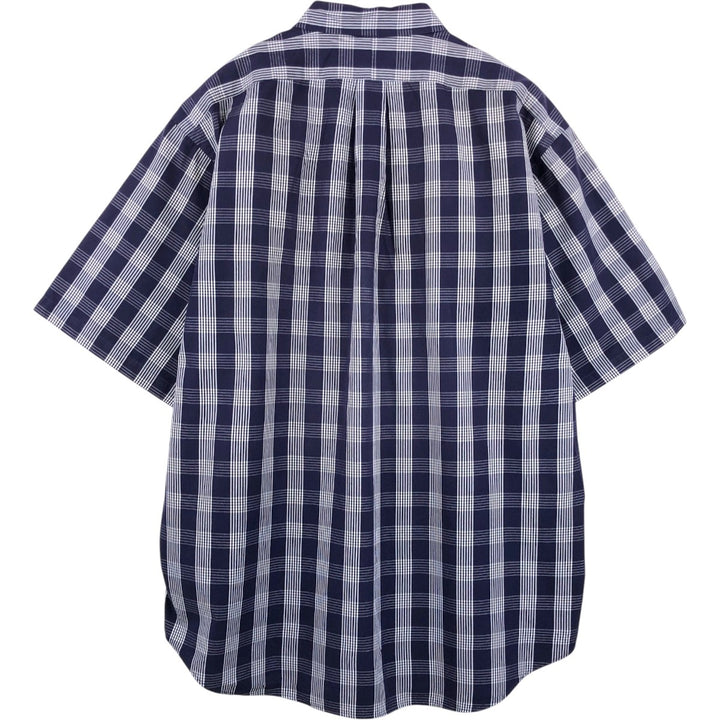 Ralph Lauren BLAKE short sleeve button down check shirt men's XL size cotton navy blue type Vintage Second Hand