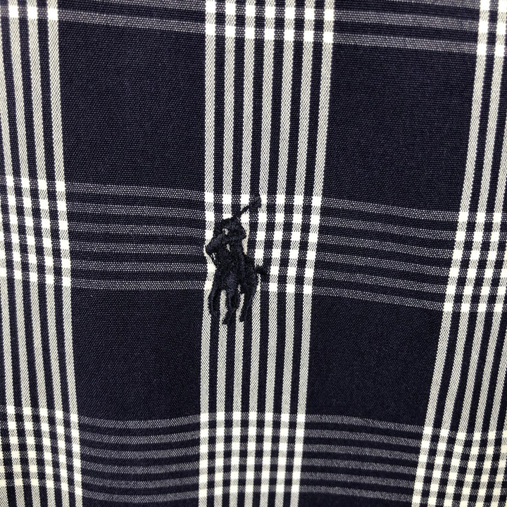 Ralph Lauren BLAKE short sleeve button down check shirt men's XL size cotton navy blue type Vintage Second Hand