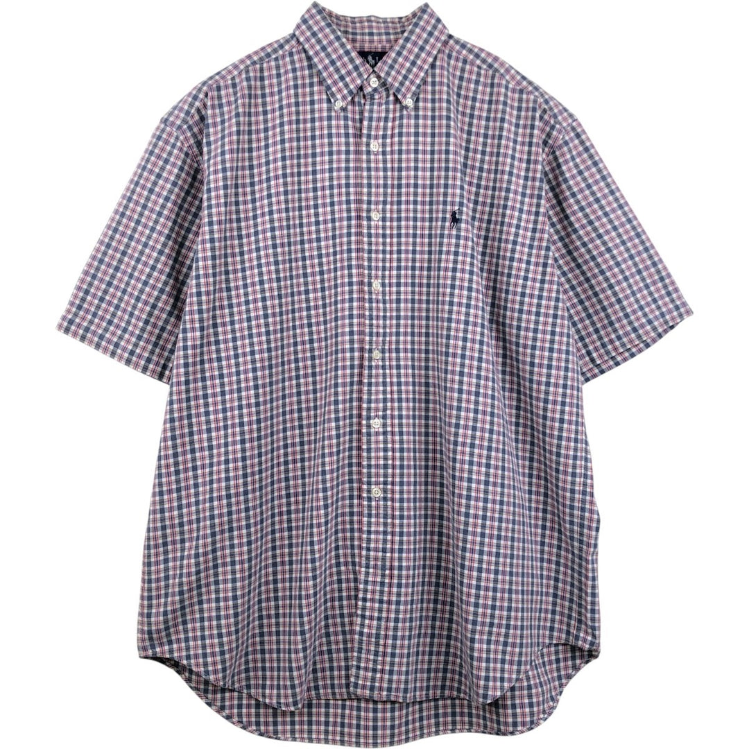 Ralph Lauren BLAKE short sleeve button down check shirt, men's size L cotton red type Vintage Second Hand