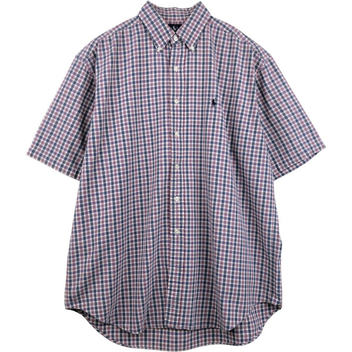 Ralph Lauren BLAKE short sleeve button down check shirt, men's size L cotton red type Vintage Second Hand