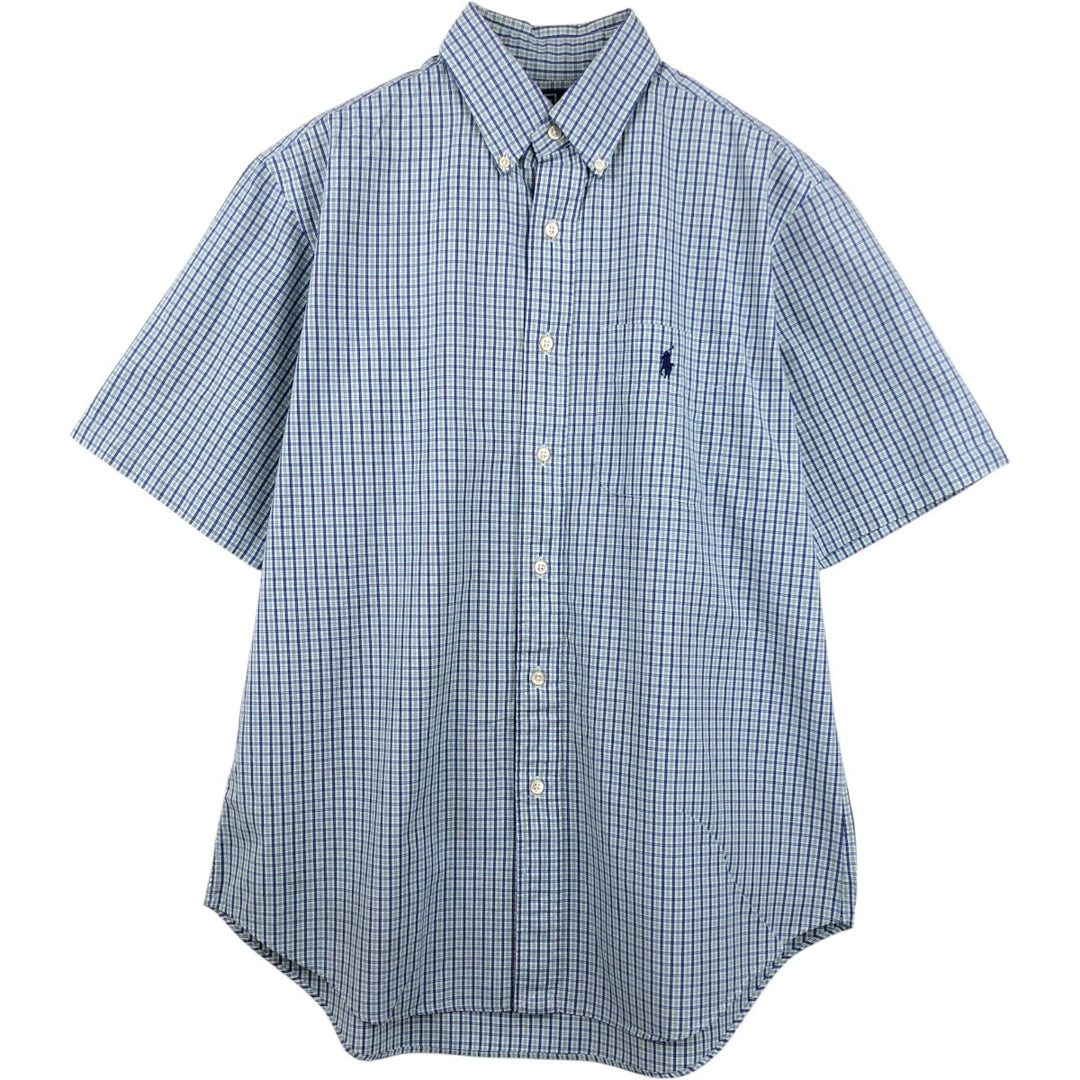 Ralph Lauren Classic Fit Short Sleeve Button Down Check Shirt Men's M cotton green type Vintage Second Hand