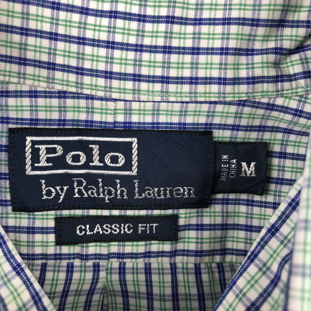 Ralph Lauren Classic Fit Short Sleeve Button Down Check Shirt Men's M cotton green type Vintage Second Hand