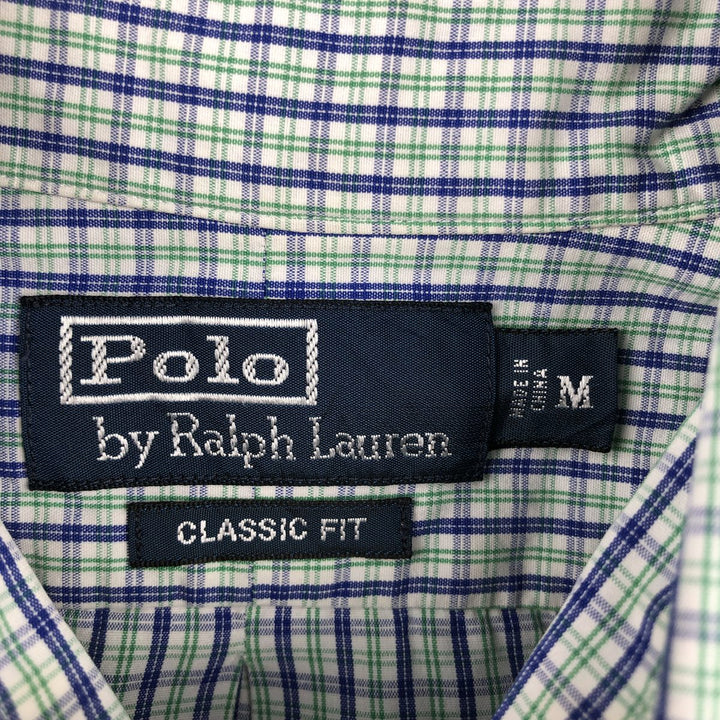 Ralph Lauren Classic Fit Short Sleeve Button Down Check Shirt Men's M cotton green type Vintage Second Hand