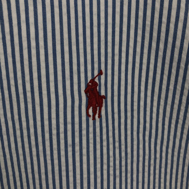 Ralph Lauren CLASSIC FIT Classic Fit Seersucker Short Sleeve Button Down Striped Shirt Men's XL cotton blue type Vintage Second Hand