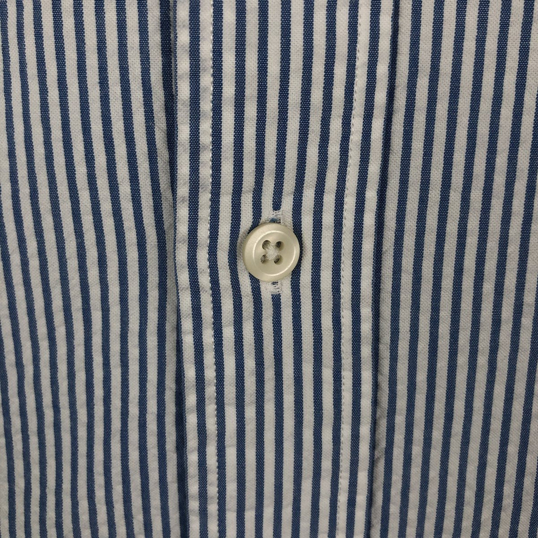 Ralph Lauren CLASSIC FIT Classic Fit Seersucker Short Sleeve Button Down Striped Shirt Men's XL cotton blue type Vintage Second Hand