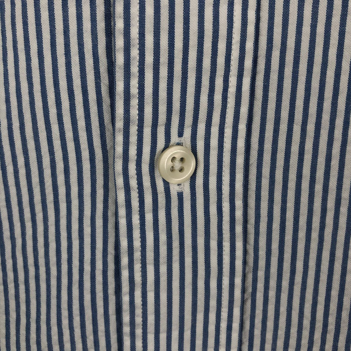 Ralph Lauren CLASSIC FIT Classic Fit Seersucker Short Sleeve Button Down Striped Shirt Men's XL cotton blue type Vintage Second Hand