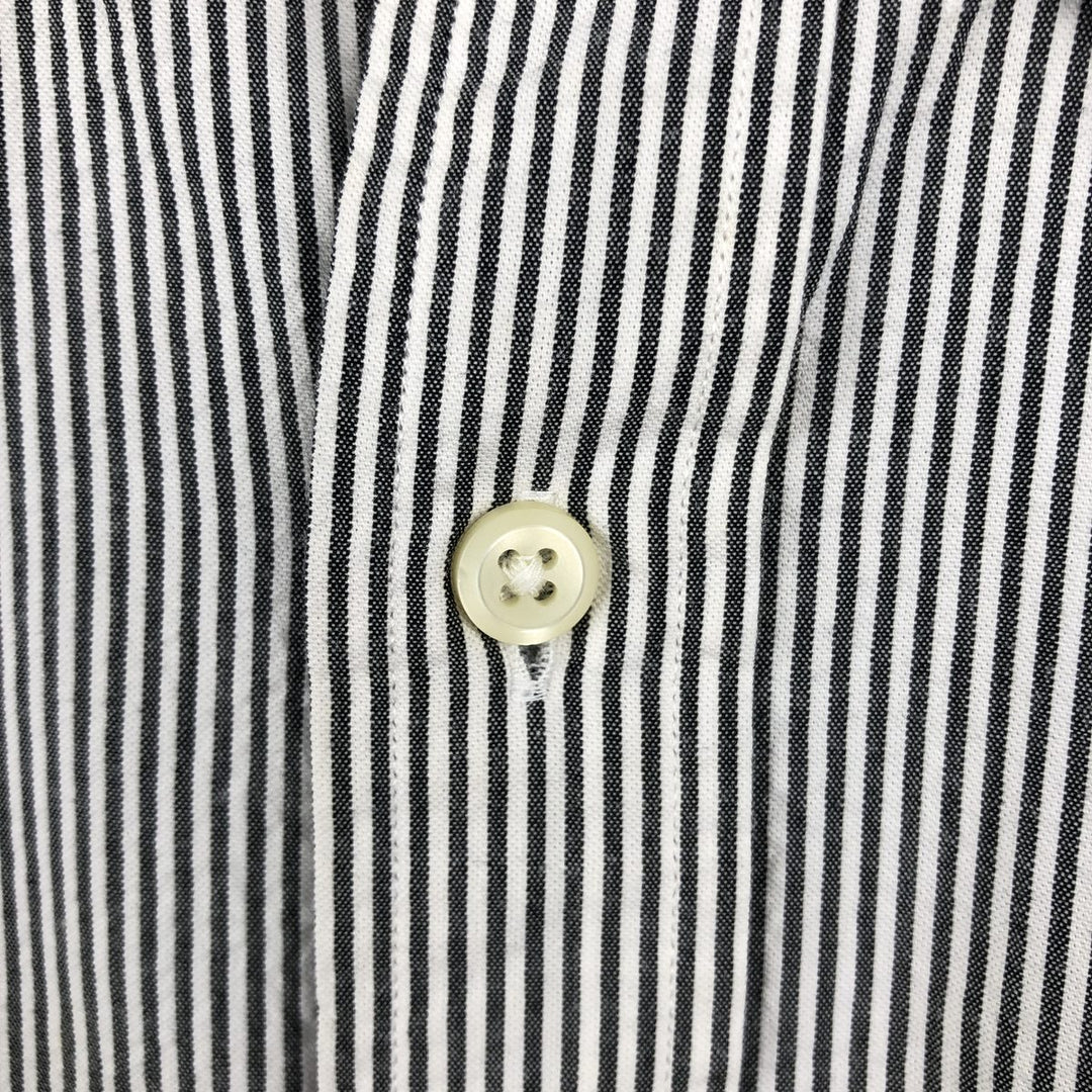 Ralph Lauren CUSTOM FIT seersucker short-sleeved button-down striped shirt, men's size S (approx.) cotton white type Vintage Second Hand