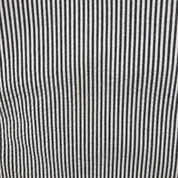 Ralph Lauren CUSTOM FIT seersucker short-sleeved button-down striped shirt, men's size S (approx.) cotton white type Vintage Second Hand