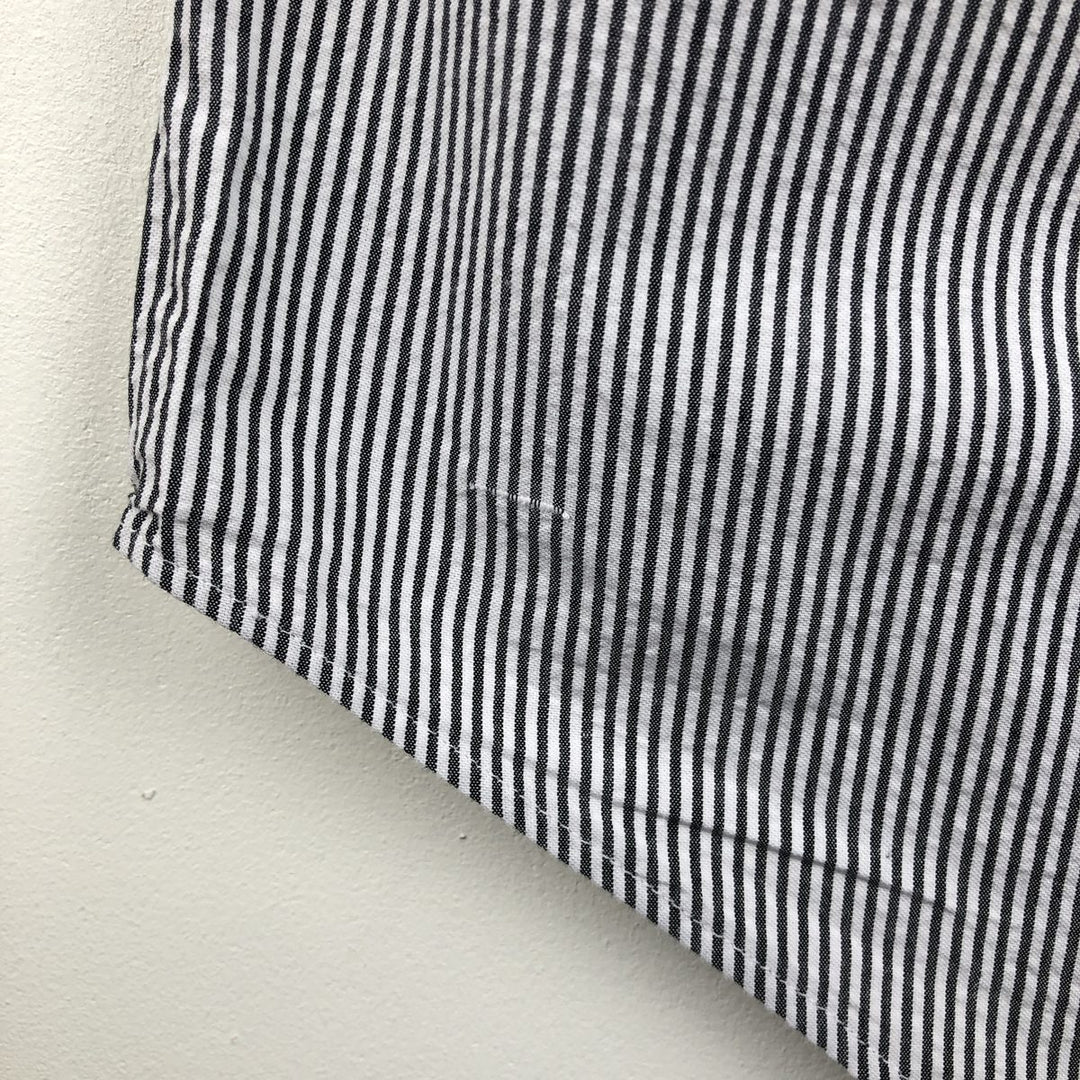 Ralph Lauren CUSTOM FIT seersucker short-sleeved button-down striped shirt, men's size S (approx.) cotton white type Vintage Second Hand