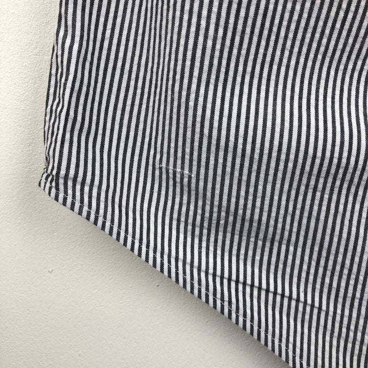 Ralph Lauren CUSTOM FIT seersucker short-sleeved button-down striped shirt, men's size S (approx.) cotton white type Vintage Second Hand
