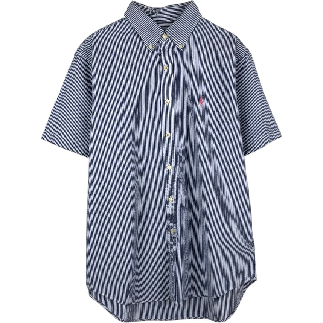 Ralph Lauren RALPH LAUREN Seersucker short sleeve button down striped shirt Men's L size cotton blue type Vintage Second Hand