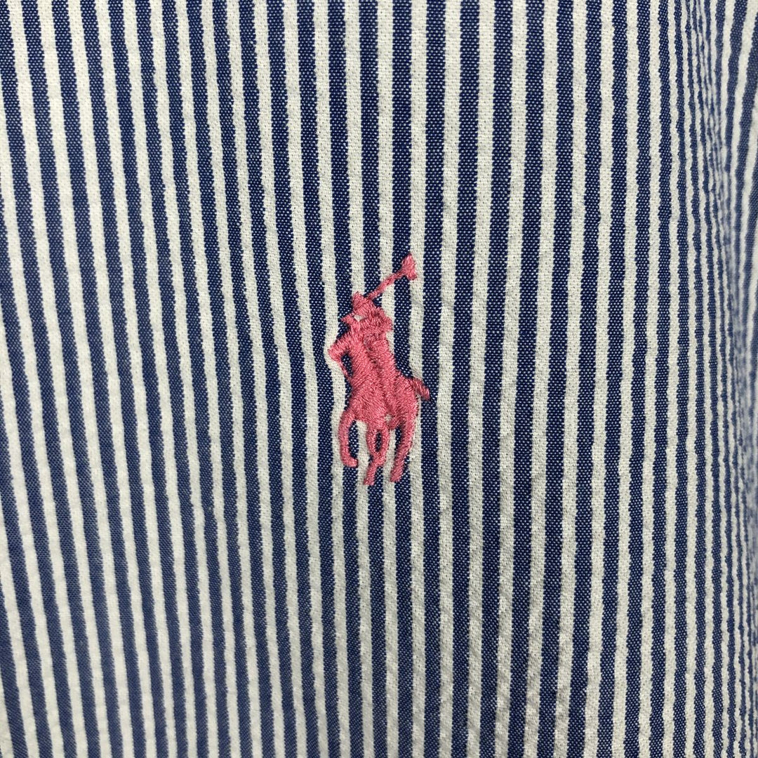 Ralph Lauren RALPH LAUREN Seersucker short sleeve button down striped shirt Men's L size cotton blue type Vintage Second Hand