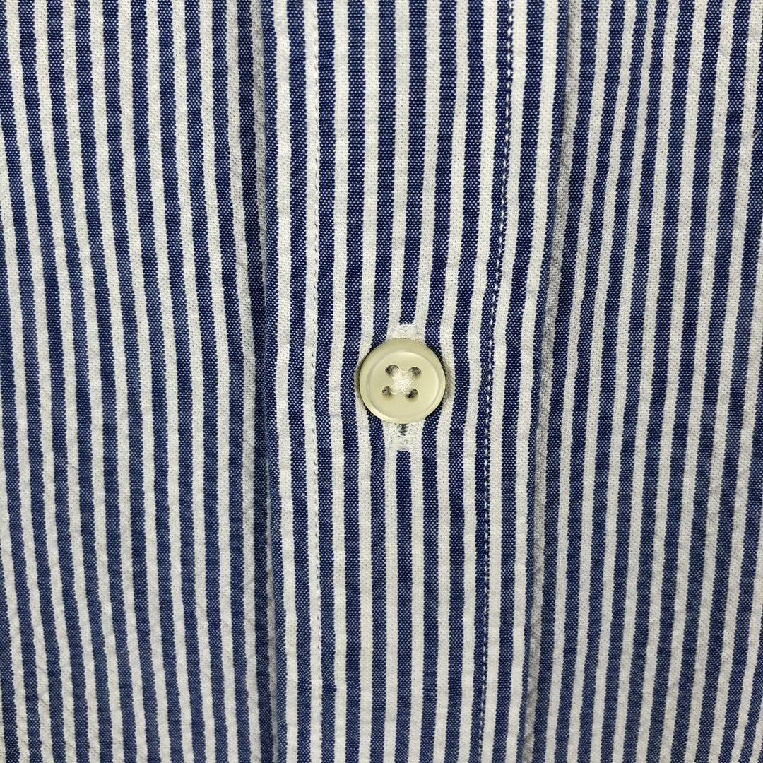 Ralph Lauren RALPH LAUREN Seersucker short sleeve button down striped shirt Men's L size cotton blue type Vintage Second Hand