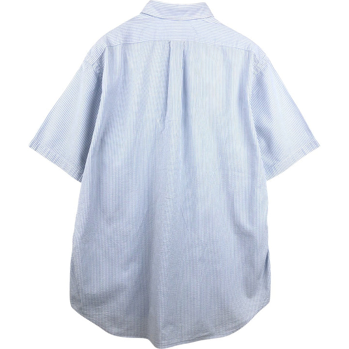 Ralph Lauren BLAKE Seersucker Short Sleeve Button Down Striped Shirt Men's Size L cotton blue type Vintage Second Hand