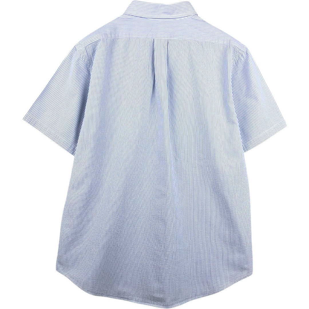 Ralph Lauren CUSTOM FIT Seersucker Short Sleeve Button Down Striped Shirt Men's XL cotton blue type Vintage Second Hand