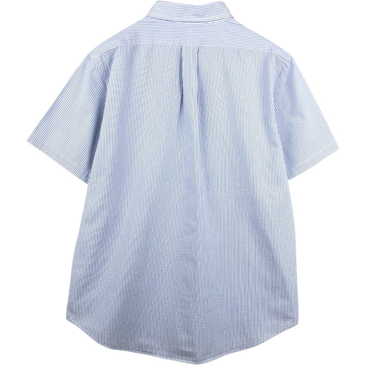 Ralph Lauren CUSTOM FIT Seersucker Short Sleeve Button Down Striped Shirt Men's XL cotton blue type Vintage Second Hand