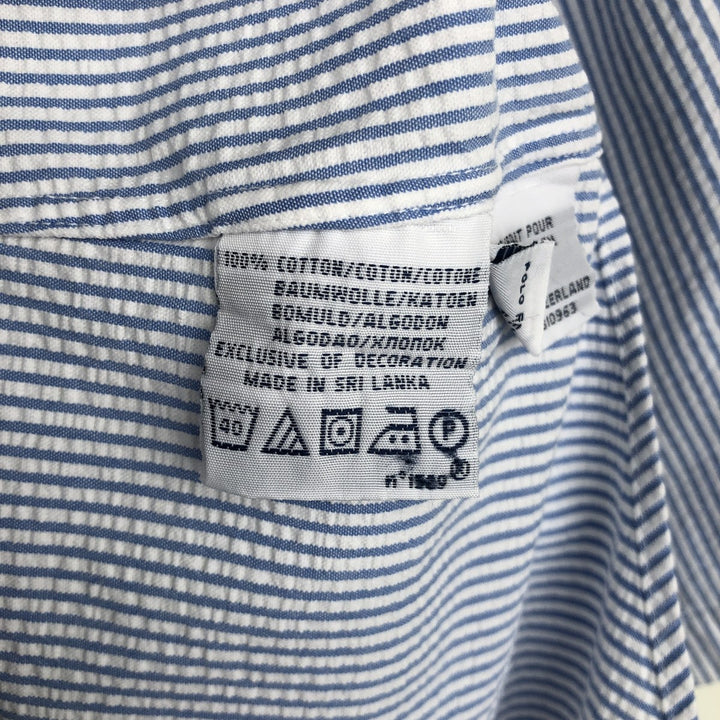 Ralph Lauren CUSTOM FIT Seersucker Short Sleeve Button Down Striped Shirt Men's XL cotton blue type Vintage Second Hand
