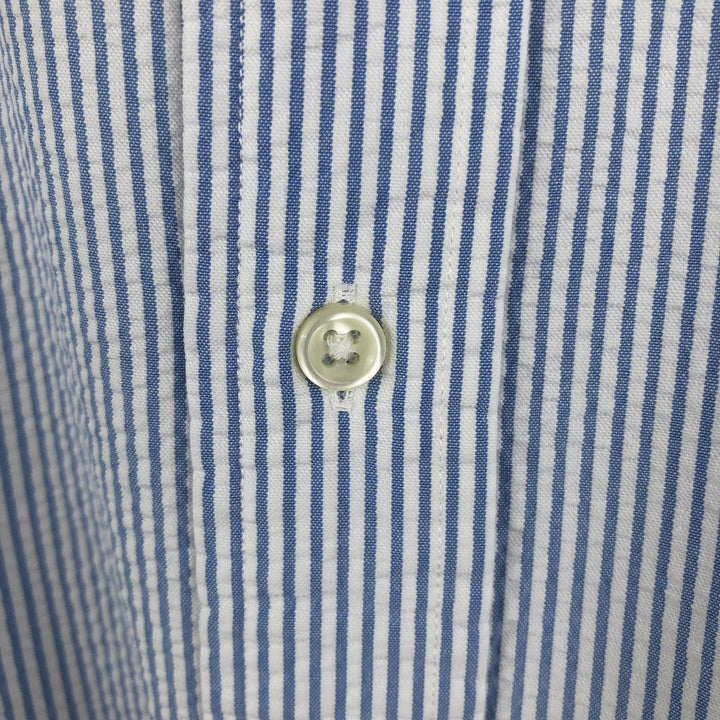 Ralph Lauren CUSTOM FIT Seersucker Short Sleeve Button Down Striped Shirt Men's XL cotton blue type Vintage Second Hand
