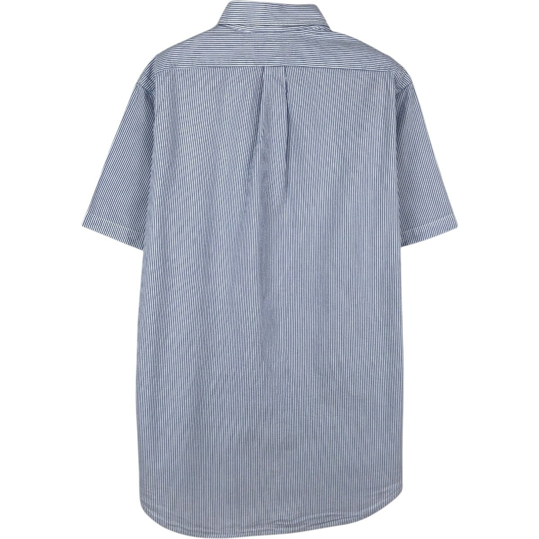 Ralph Lauren Seersucker Short Sleeve Button Down Striped Shirt Men's M Size cotton blue type Vintage Second Hand