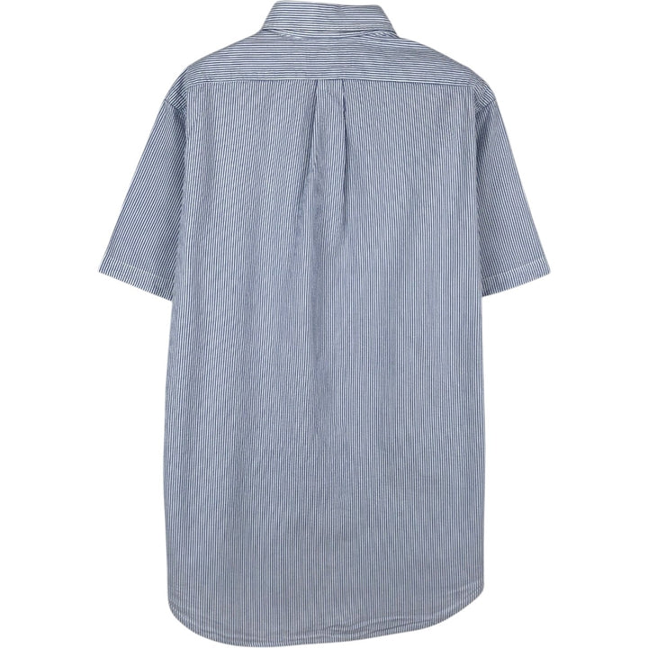 Ralph Lauren Seersucker Short Sleeve Button Down Striped Shirt Men's M Size cotton blue type Vintage Second Hand