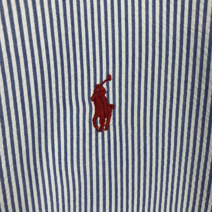 Ralph Lauren Seersucker Short Sleeve Button Down Striped Shirt Men's M Size cotton blue type Vintage Second Hand