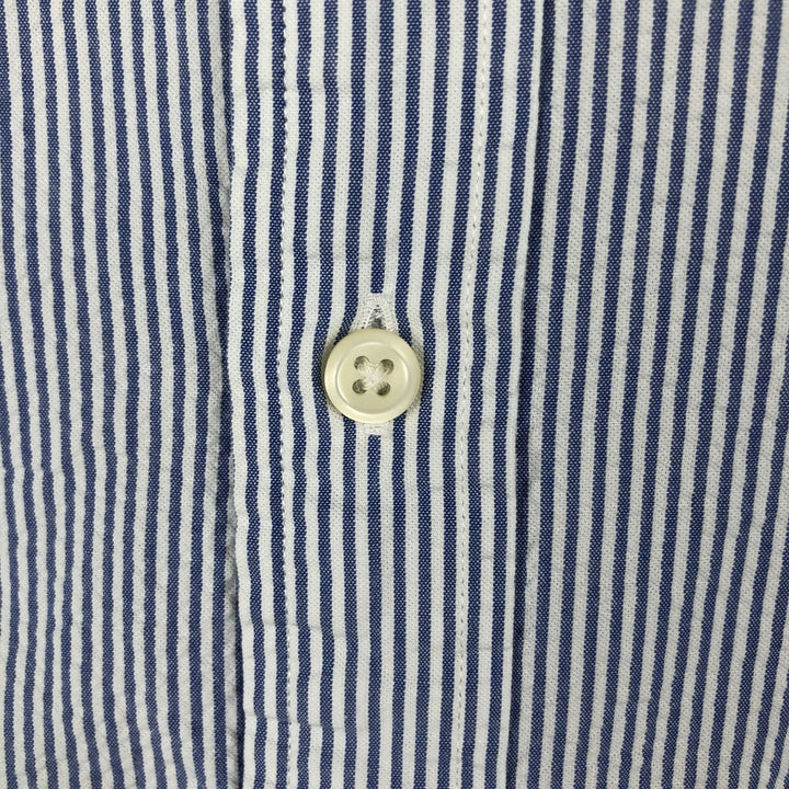 Ralph Lauren Seersucker Short Sleeve Button Down Striped Shirt Men's M Size cotton blue type Vintage Second Hand