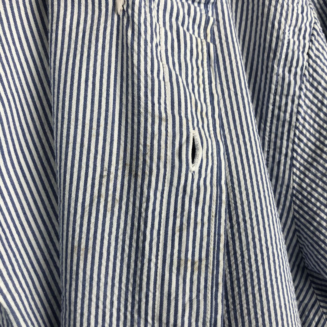 Ralph Lauren Seersucker Short Sleeve Button Down Striped Shirt Men's M Size cotton blue type Vintage Second Hand