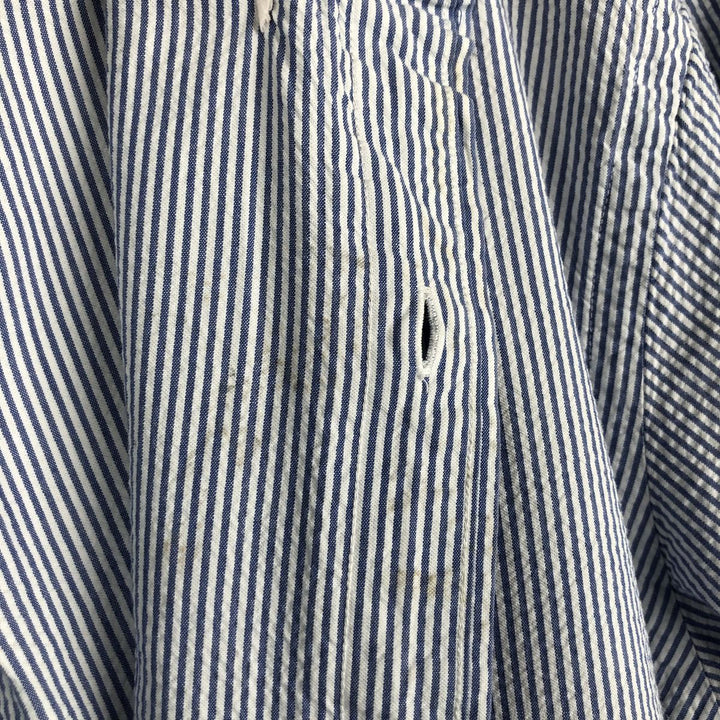 Ralph Lauren Seersucker Short Sleeve Button Down Striped Shirt Men's M Size cotton blue type Vintage Second Hand