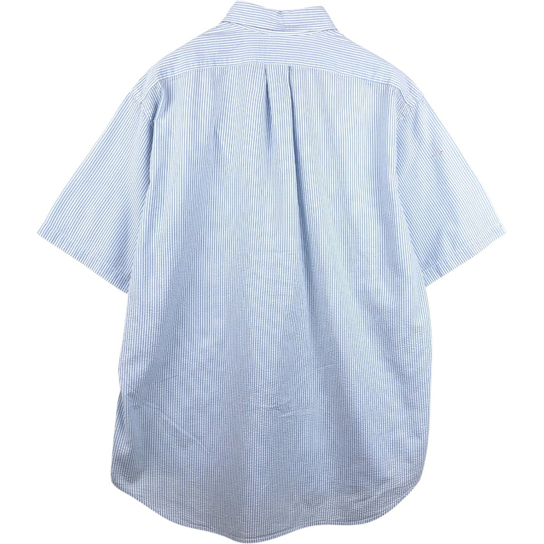 Ralph Lauren BLAKE Seersucker Short Sleeve Button Down Striped Shirt Men's Size L cotton blue type Vintage Second Hand