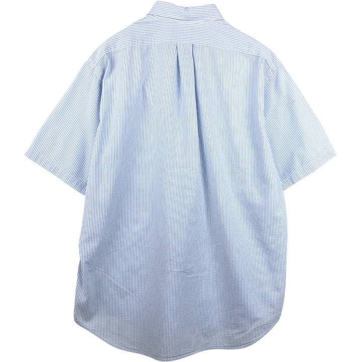 Ralph Lauren BLAKE Seersucker Short Sleeve Button Down Striped Shirt Men's Size L cotton blue type Vintage Second Hand