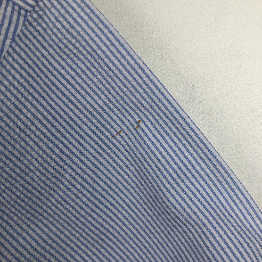Ralph Lauren BLAKE Seersucker Short Sleeve Button Down Striped Shirt Men's Size L cotton blue type Vintage Second Hand