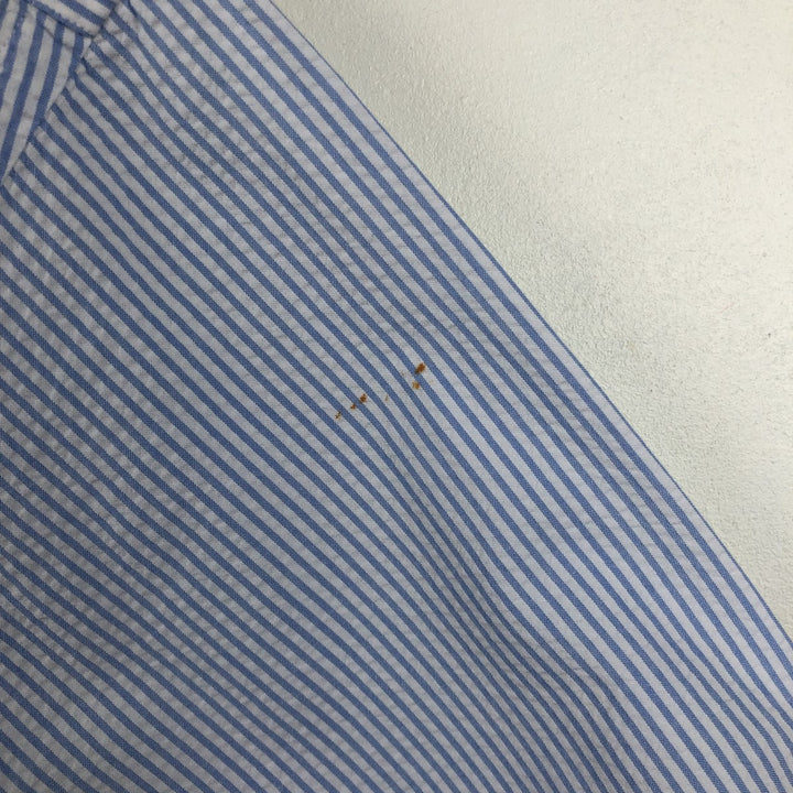 Ralph Lauren BLAKE Seersucker Short Sleeve Button Down Striped Shirt Men's Size L cotton blue type Vintage Second Hand
