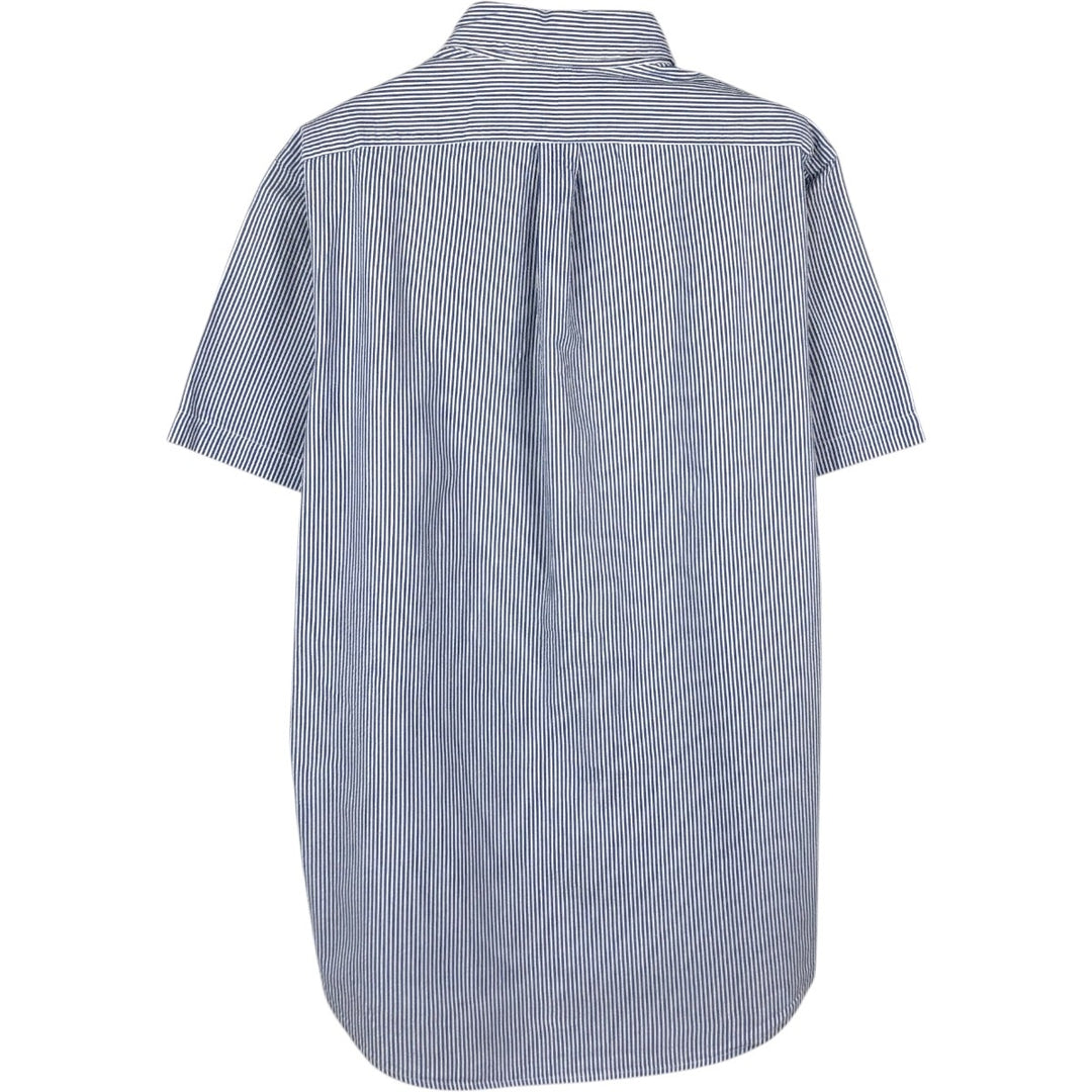 Ralph Lauren Seersucker Short Sleeve Button Down Striped Shirt Men's M Size cotton blue type Vintage Second Hand
