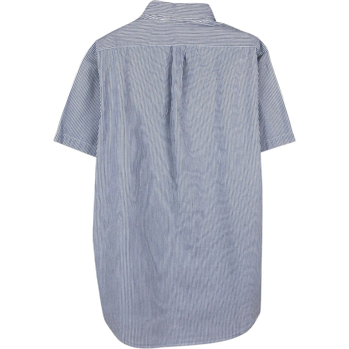 Ralph Lauren Seersucker Short Sleeve Button Down Striped Shirt Men's M Size cotton blue type Vintage Second Hand