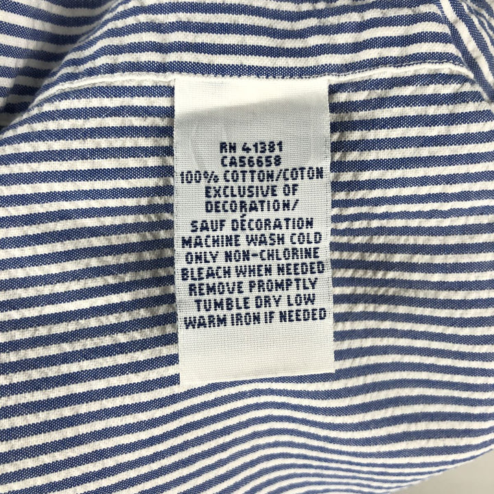 Ralph Lauren Seersucker Short Sleeve Button Down Striped Shirt Men's M Size cotton blue type Vintage Second Hand