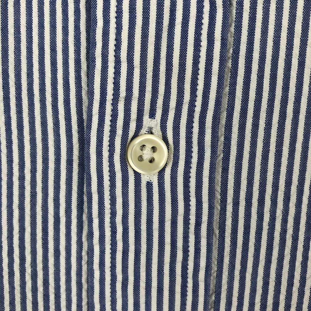 Ralph Lauren Seersucker Short Sleeve Button Down Striped Shirt Men's M Size cotton blue type Vintage Second Hand