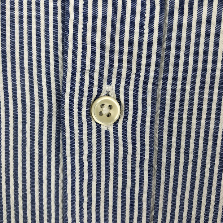 Ralph Lauren Seersucker Short Sleeve Button Down Striped Shirt Men's M Size cotton blue type Vintage Second Hand
