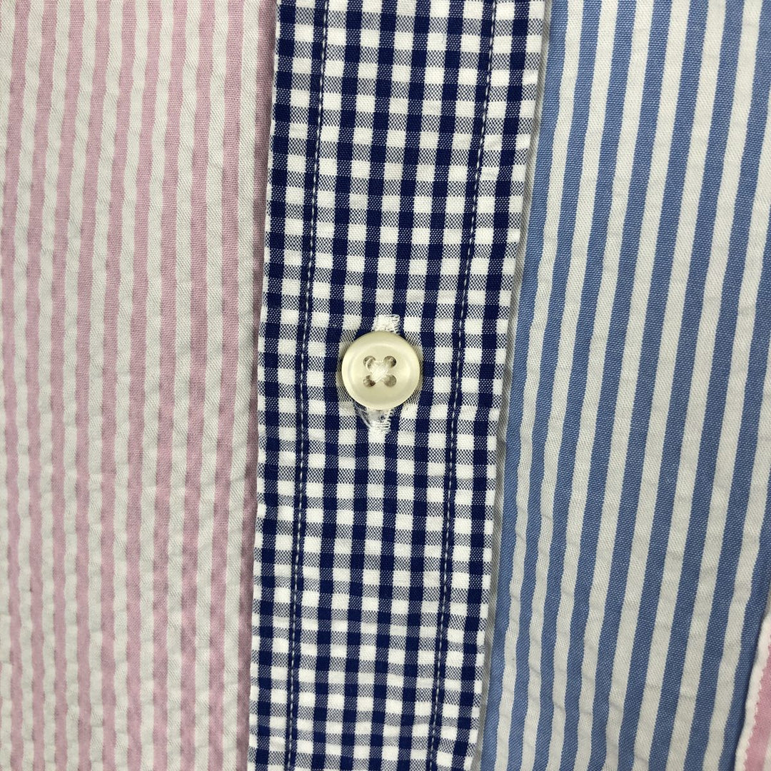 Ralph Lauren Seersucker Short Sleeve Button-Down Striped Shirt, Men's Size L cotton pink type Vintage Second Hand