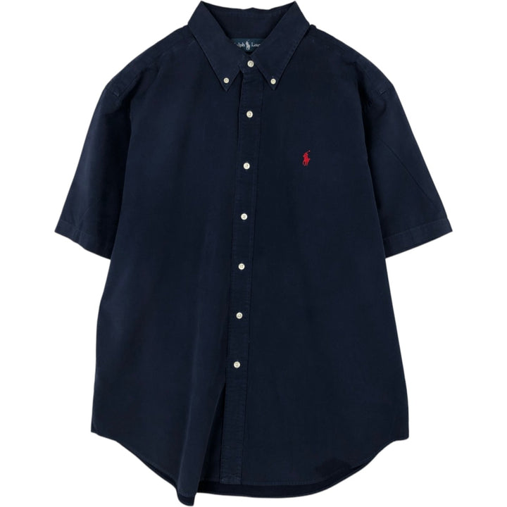 Ralph Lauren Classic Fit Short Sleeve Button Down Shirt Men's XL cotton navy blue type Vintage Second Hand