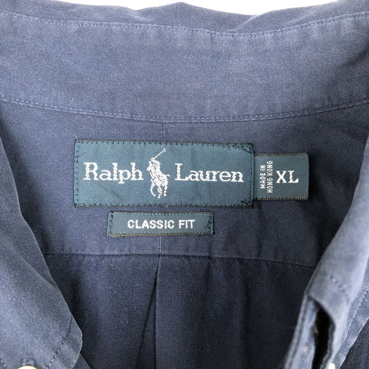 Ralph Lauren Classic Fit Short Sleeve Button Down Shirt Men's XL cotton navy blue type Vintage Second Hand
