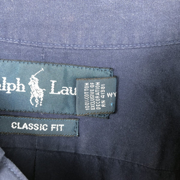 Ralph Lauren Classic Fit Short Sleeve Button Down Shirt Men's XL cotton navy blue type Vintage Second Hand