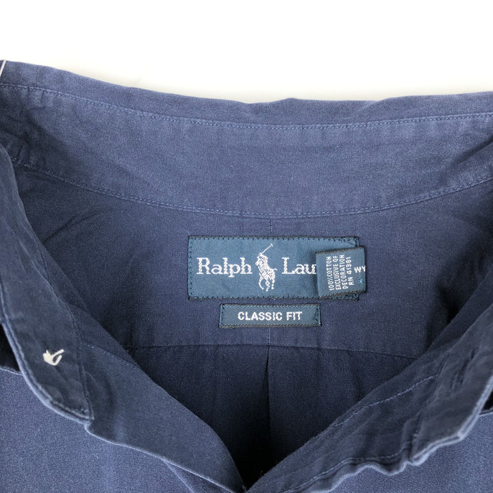 Ralph Lauren Classic Fit Short Sleeve Button Down Shirt Men's XL cotton navy blue type Vintage Second Hand